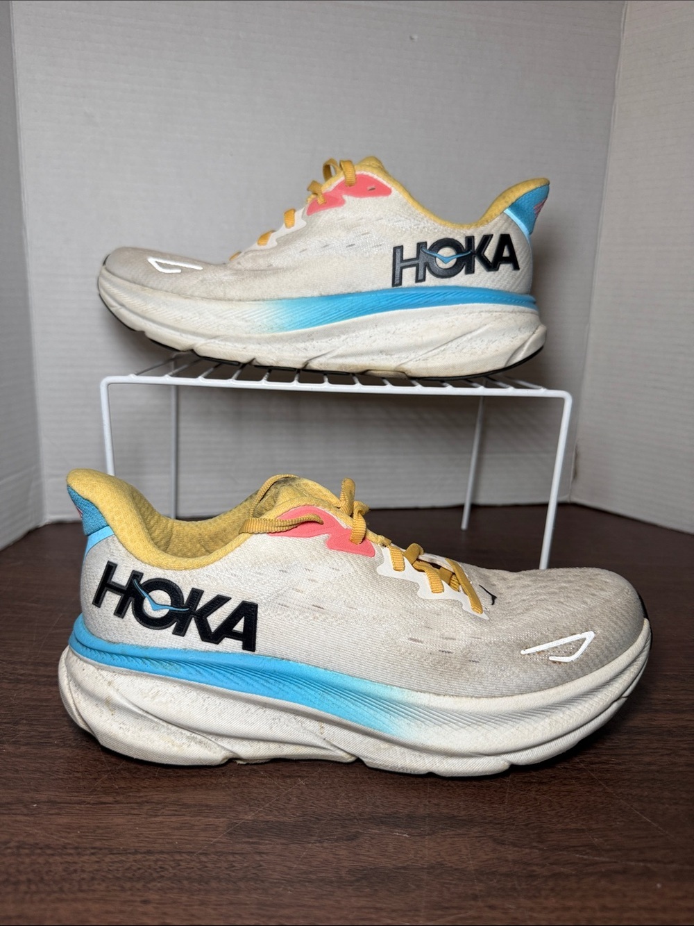 Hoka Clifton 9 'Blanc de Blanc/Swim Day' Women's Running Shoes Size 8.5B - Picture 2 of 14